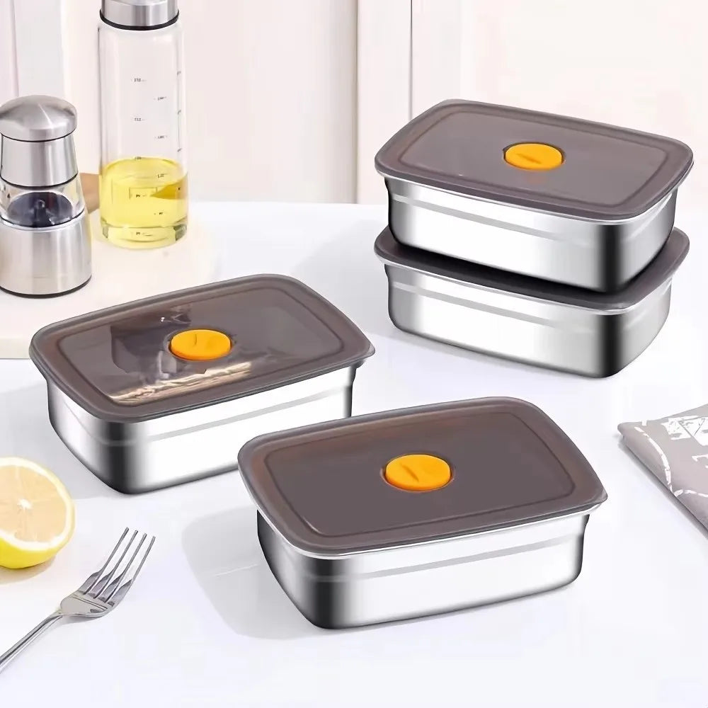 New Stainless Steel Camping Lunch Box Sealed Large Capacity Bento Box Leak-proof Refrigerator Freezer Storage Box Camp Supplies Quake
