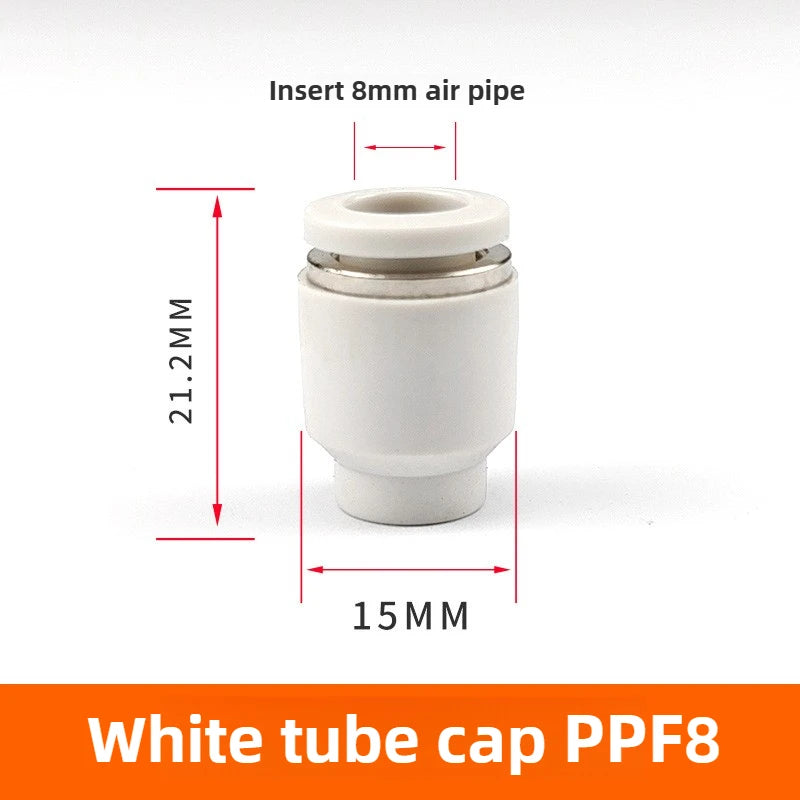 3/5PCS PPF Pneumatic Joints PPF Pipe Caps, Straight-through, Quick Plug Air Hoses, Caps, Pipe Plugs,4/6/8/10/12/14/16 Pipe Plugs Quake PPF-08(White) 5pcs