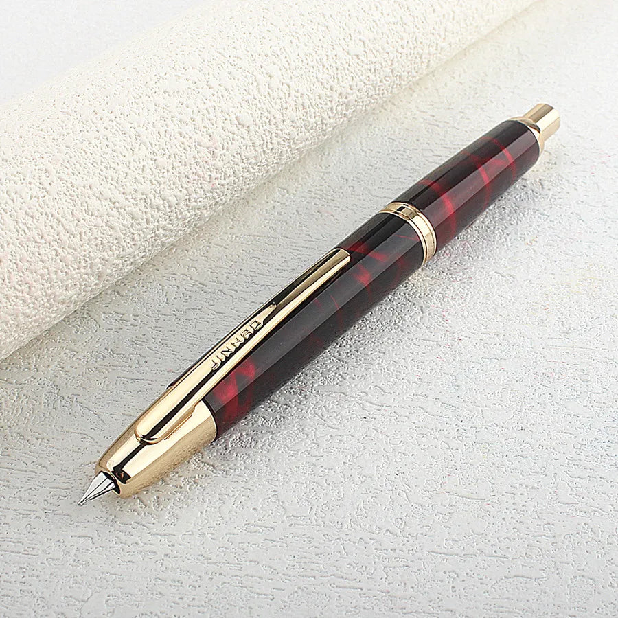 Jinhao 10 Press Fountain Pen Retractable EF Nib 0.38mm Metal Matte Black writing Ink Pen with Converter for students gifts Quake 10-1 F 0.5MM