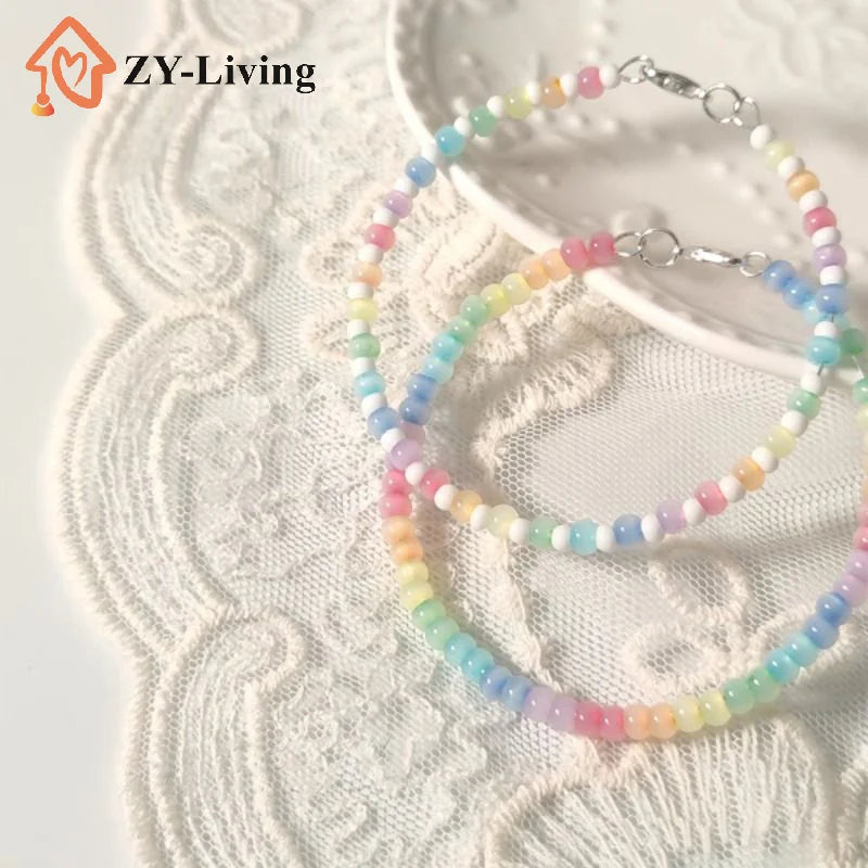 1PCS Colorful Beaded Bohemian Style Bracelet for Women And Girls Simple Sweet Versatile Jewelry Accessory Gift Quake