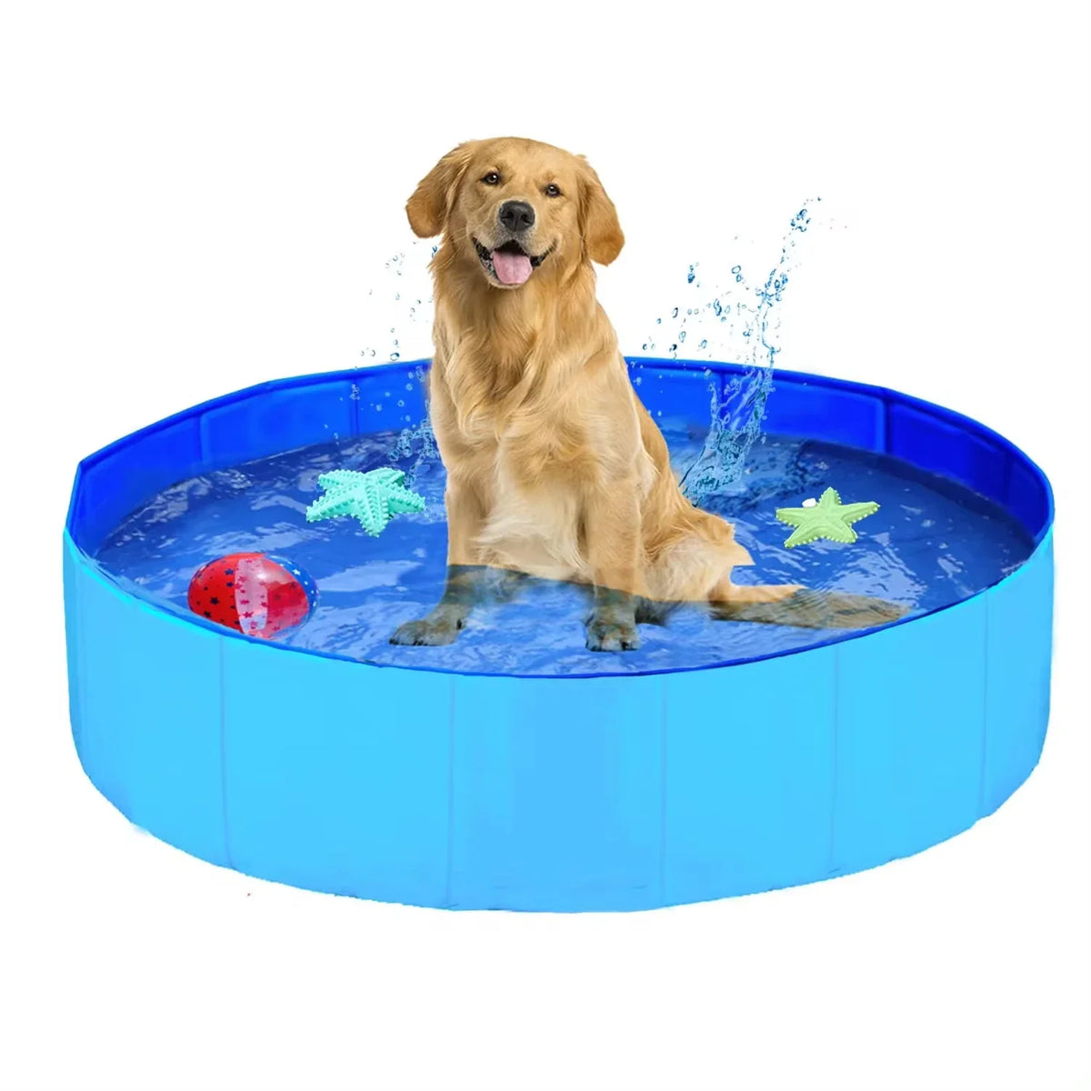 Portable Foldable Outdoor Pet Cleaning Pool - Hard Plastic Swimming & Bathing Tub - Ideal for Pet Baths & Kiddie Fun Quake Blue 80x20cm