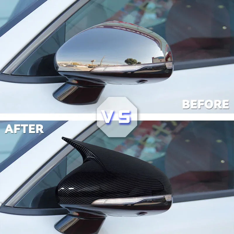 For KIA Stinger 2018-2022 Auto Car Body Side Door Rearview Mirror Cover Sticker Trim ABS Carbon Fiber Style Gloss Black Quake