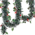 5.9ft Christmas Tinsel Garland Easy to Use Practical Party Supplies Hanging Garland for Xmas Tree Stair Fireplace Railing Party Quake BerriesPattern