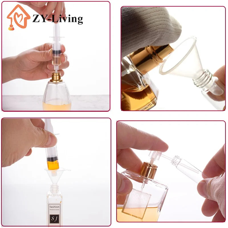 4Pcs/Set Perfume Refill Tools Set Plastic Diffuser Syringe Straw Dropper Funnel Spray Dispensing Required Cosmetic Tools Quake