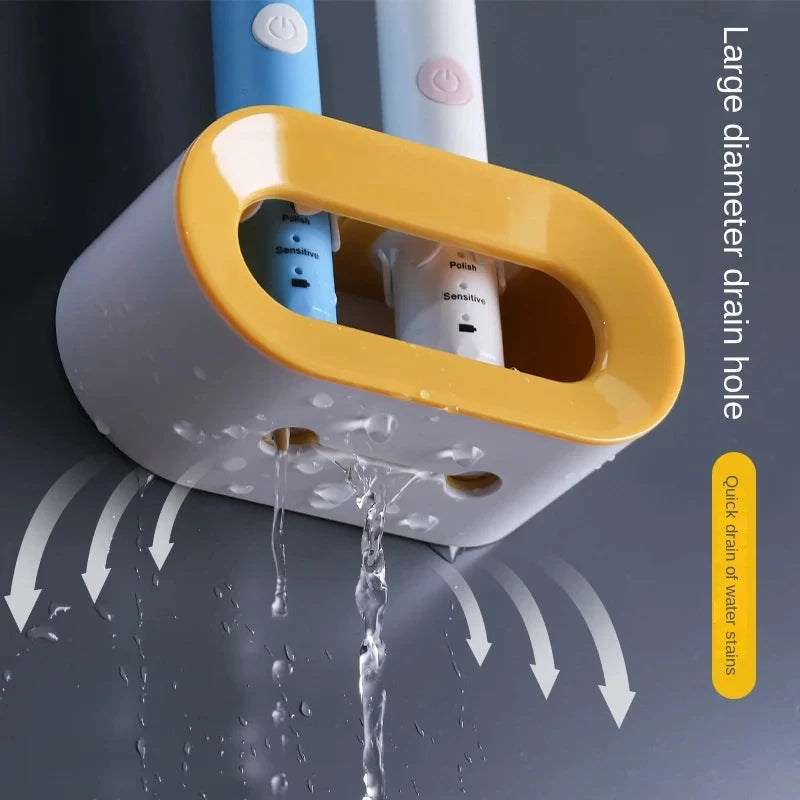 No Punch Bathroom Toothbrush Holder Wall Mounted Toothpaste Shelf Toilet Tooth Set Storage Rack Toothbrushes & Accessories Quake