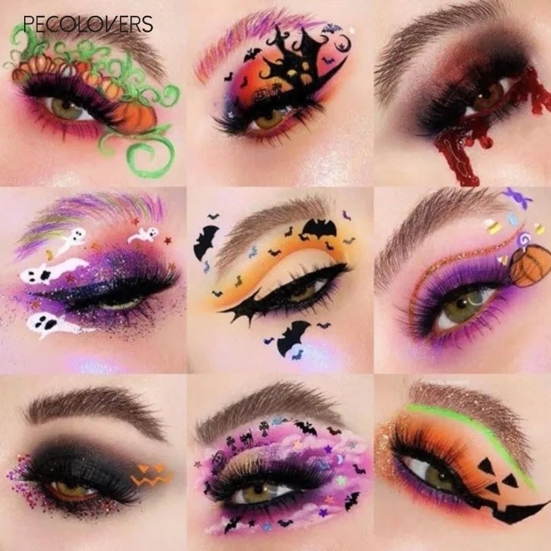 8PCS Face Set, Multi-color Eye Shadow Plate+eye Black+eyeliner Pen+makeup Tools, Waterproof and Durable, Halloween Makeup Quake