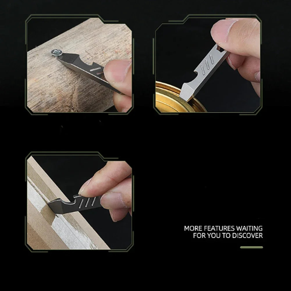 Mini TC4 Titanium Alloy Crowbar Bottle Opener Graduated Scale Hexagon Wrench EDC Outdoor Tools Multifunction Camping Gear Quake