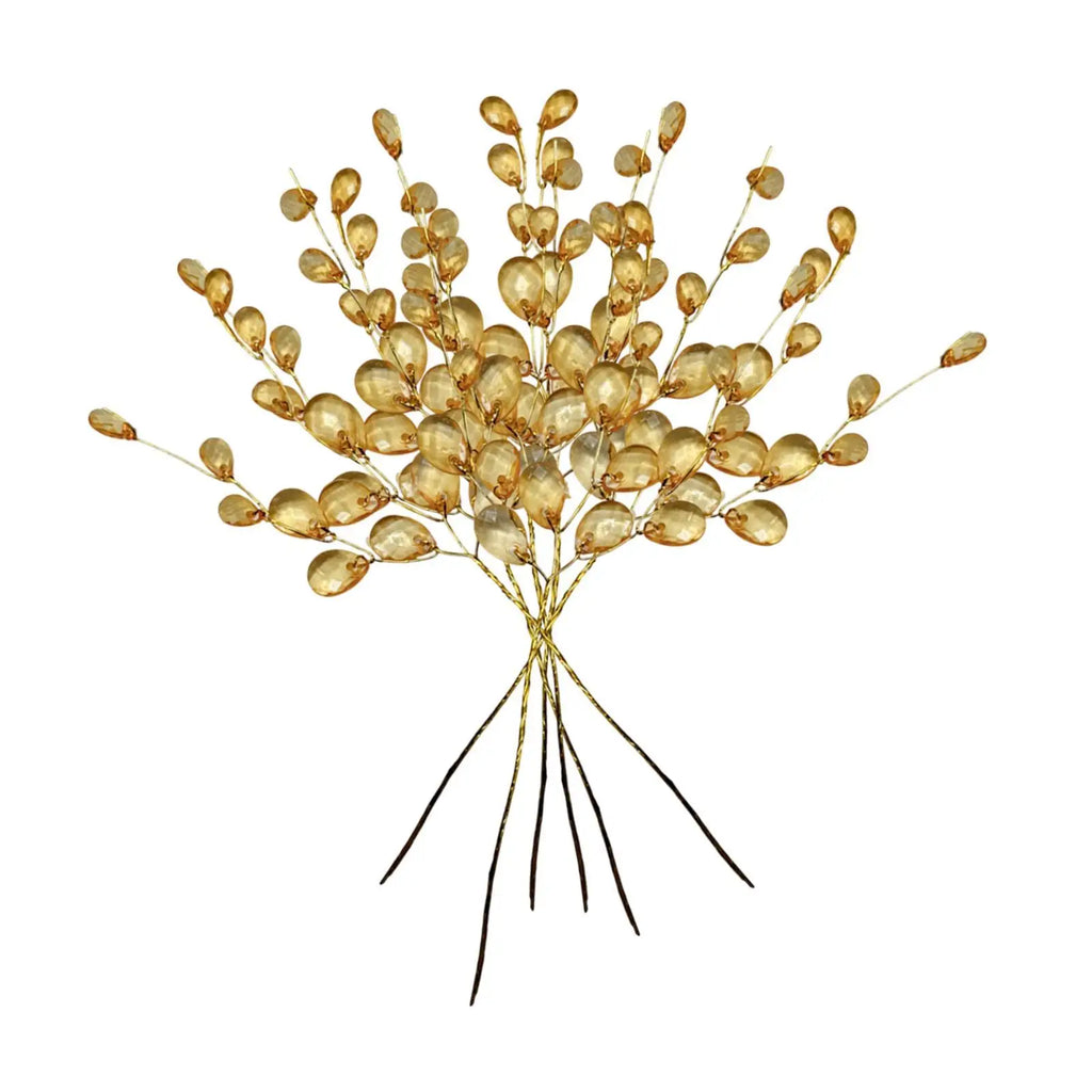 30 Pieces Acrylic Bead Flower Branches DIY Crafts Artificial Beaded Branches for Table Decorations Celebration Daily Use Wedding Quake Orange