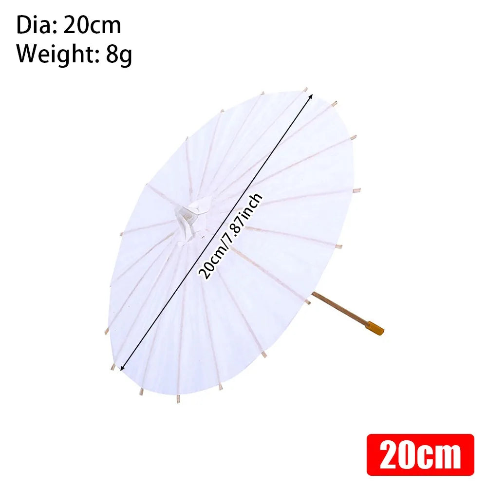 1Pcs Dia 20/30/40/60cm Paper Umbrella Traditional White Long-handle Painting Supplies Blank DIY Handmade Photography Prop Quake Dia 20cm
