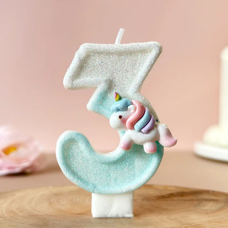 Cartoon Unicorn Digital Candle Birthday Candle Party Festival Cake Decoration Atmosphere Props Quake