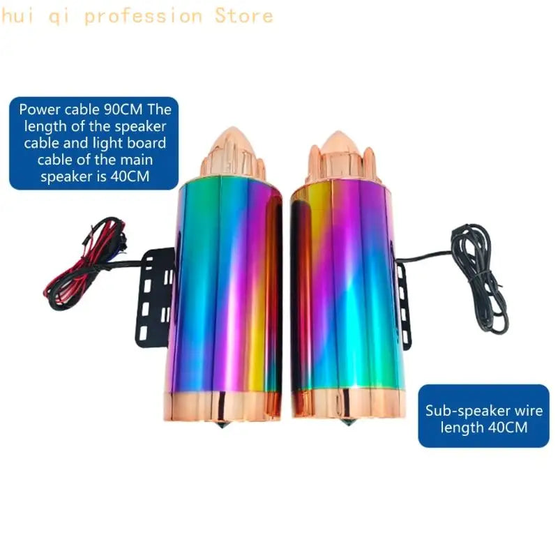 Double Channel Subwoofer Imitation Exhaust Pipe Audios System Motorbike Speaker H8WE Quake