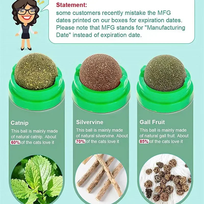 Catnip Cat Wall Stick-on Ball Toy Scratchers Treats Healthy Natural Removes Balls to Promote Digestion Cat Grass Snack Quake