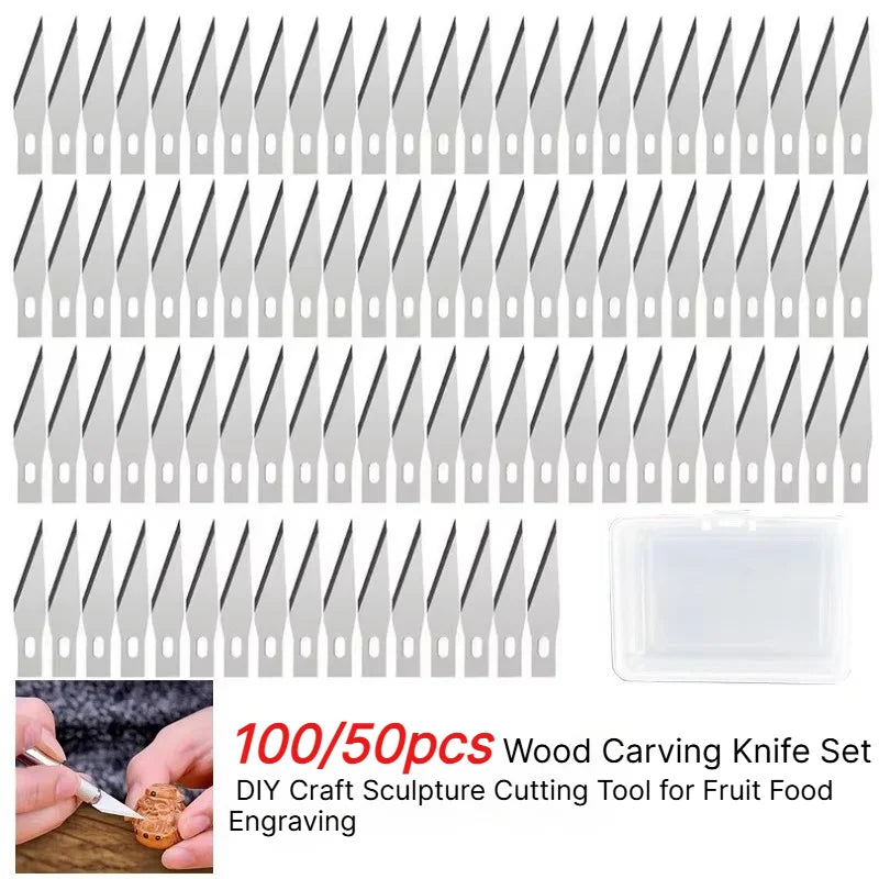 100/50pcs Wood Carving Knife Set - DIY Craft Sculpture Cutting Tool for Fruit Food Engraving Quake