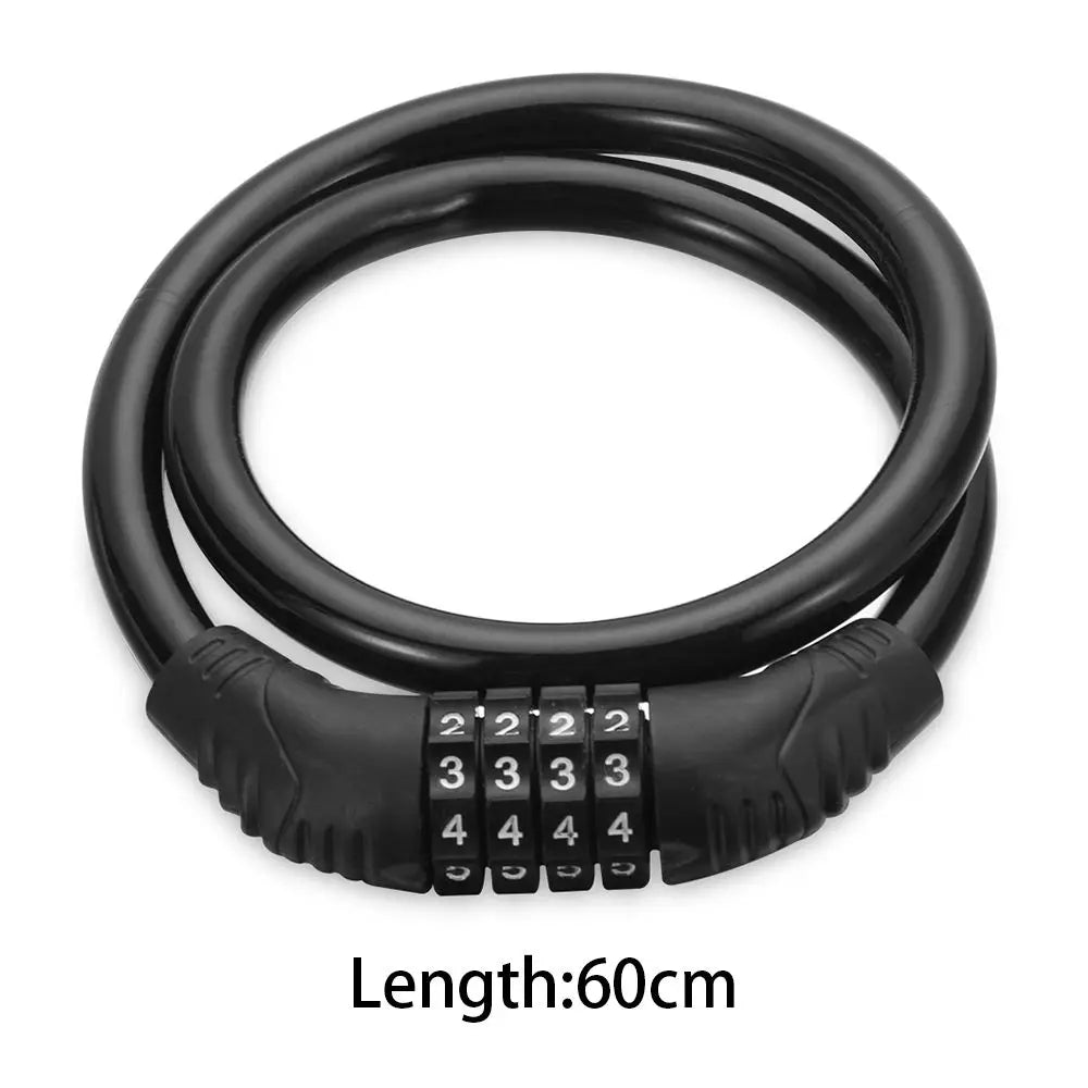 Bike Accessories Cable Chain Cycle Security 4 Digit Password Combination Number Bike Lock Padlock Quake
