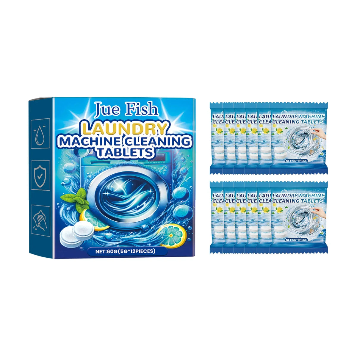 Washing Machine Cleaner Tablet Washer Deep Cleaning Tank Effervescent Descaling Machine Odor Removal Laundry Machine Clean Agent Quake