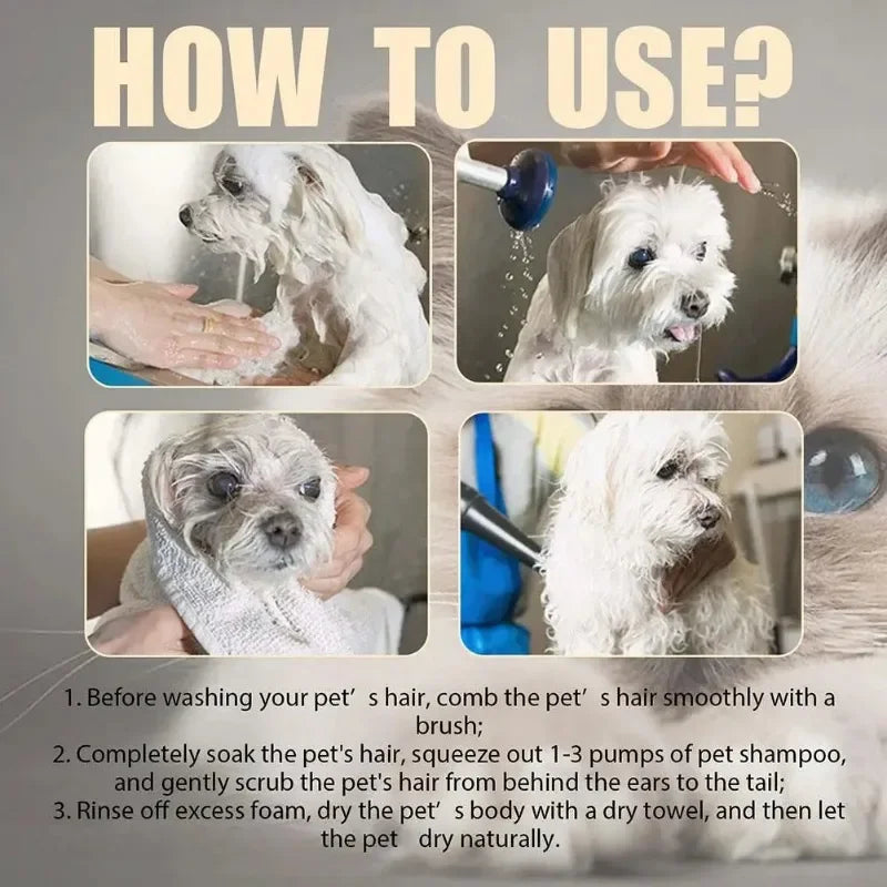 100/300ML Pet Shampoo Cat Dog Hair Softening Shower Gel Anti Mite Moisturizing Itchy Cleans Hair Remove Dirt Odor Pet Products Quake