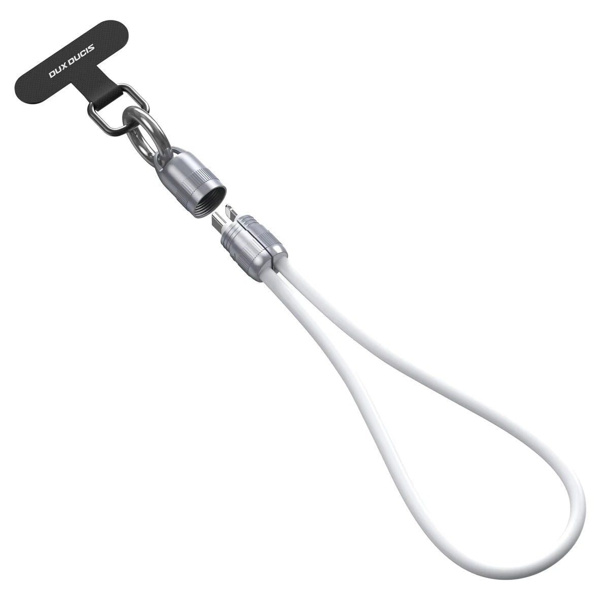 PD 27W USB-C To Lightning/type-c Fast Charging Data Cable, Zinc Alloy Silicone Lanyard Design Quake type-c White 0.3m