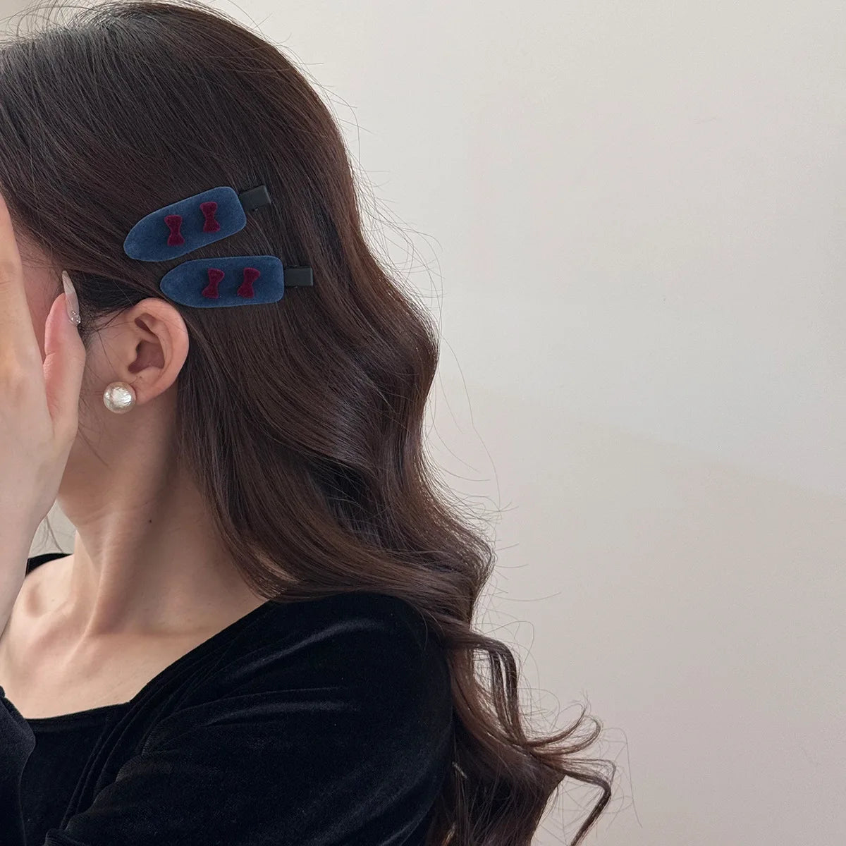 Velvet Bow Hair Side Clip Sweet Exquisite Bangs Hairpin Seamless Broken Hair Clip Temperament Edge Clip Hair Styling Accessories Quake