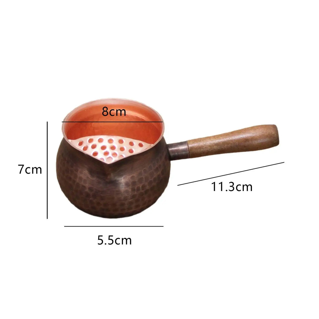 Copper Tea Kettle Hammered Tea Kettle with Side Handle 300-350ml Small Tea Boiler Teapot for Home Tea House Picnic Outdoor Quake