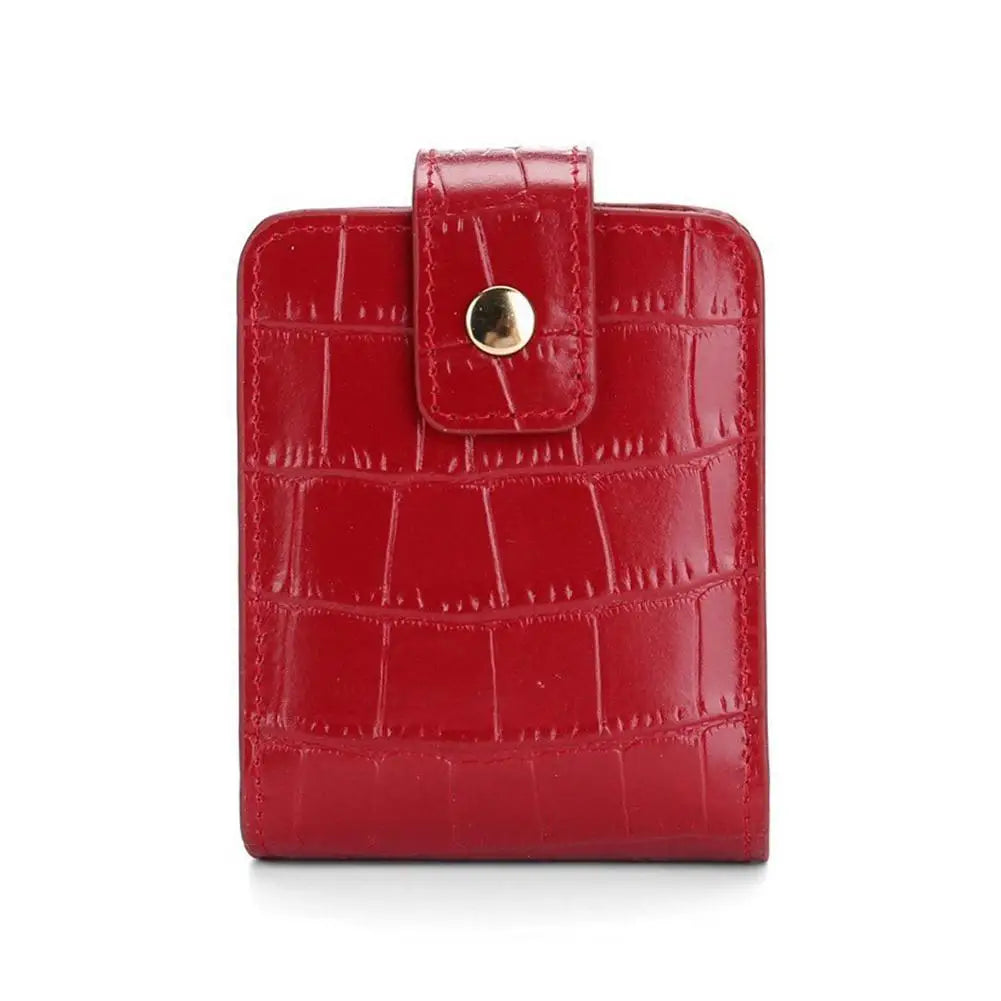 PU Lipstick Case Holder with Mirror Lipstick Holder Makeup Travel Cases Organizer Bag Mini Handheld Lipstick Pouch for Women Quake Red