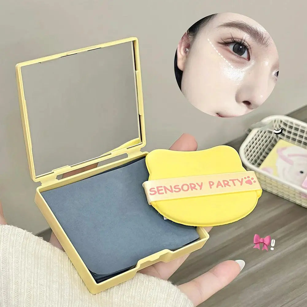 100 facial blotting papers Compact Mirror Oil Absorbing Sheets Reusable Powder Sponge Beauty Emergency Kit Makeup Skin Care Quake