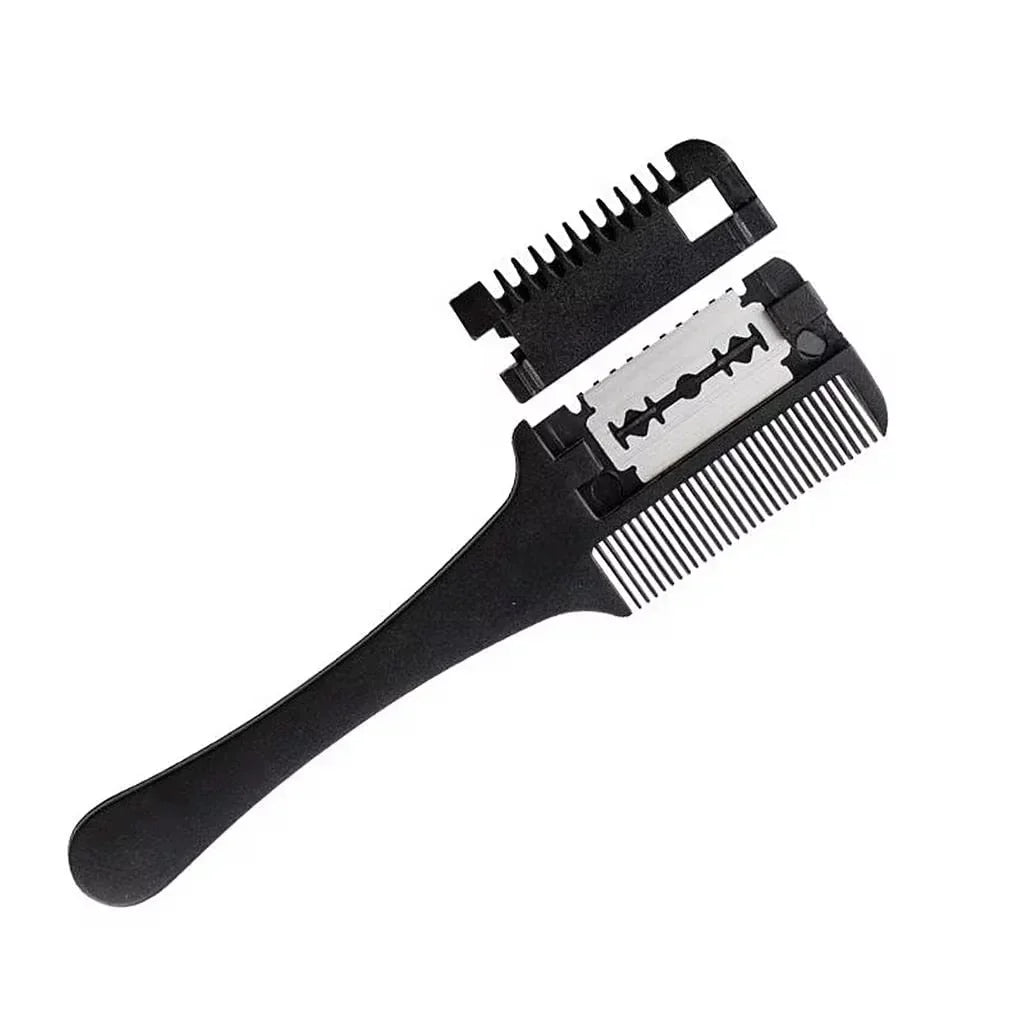 vvocci Stainless Steel Self-Cutting Bang Trimmer with Double Thinning Comb – Portable Salon & Home Hair Clipper with Edge Blade Quake