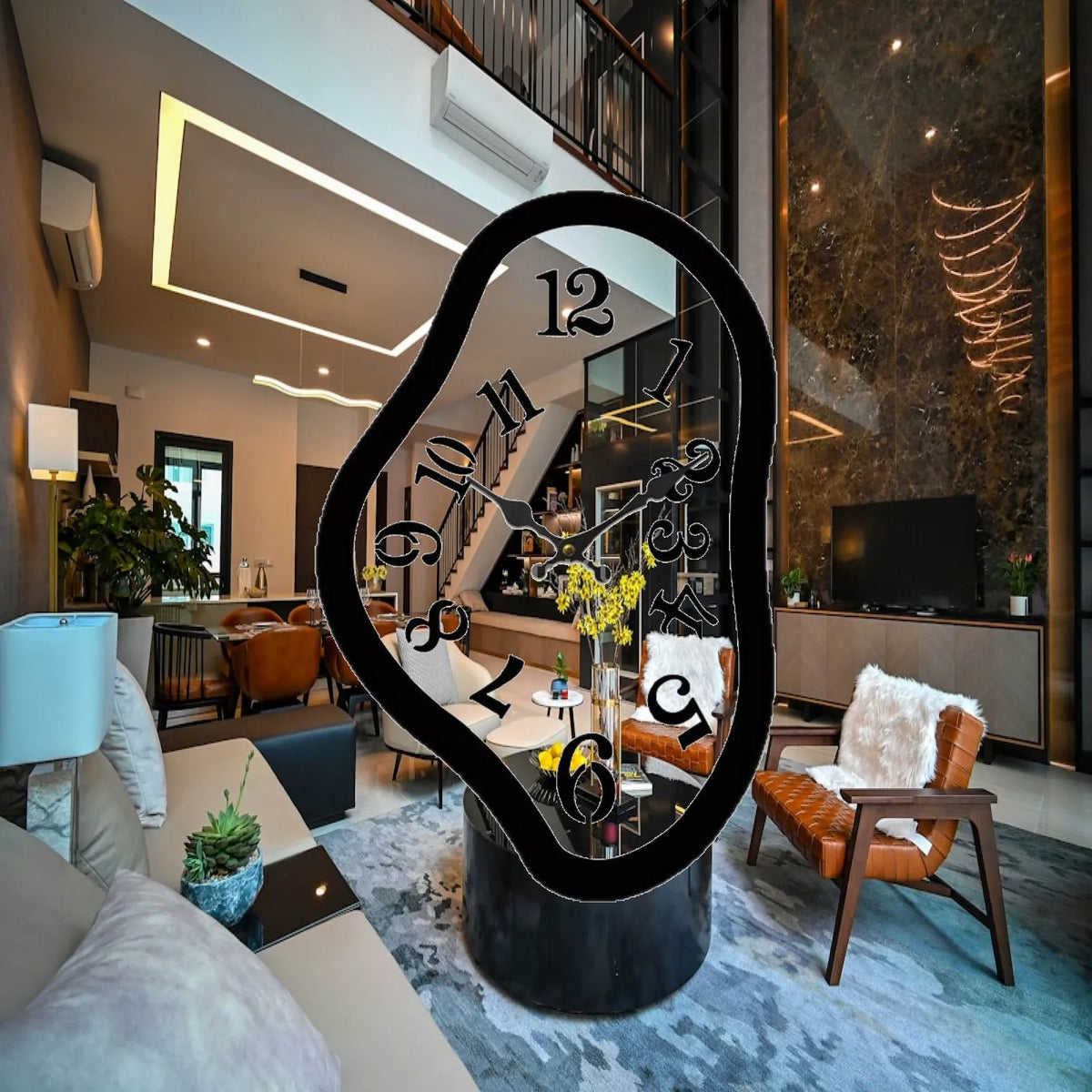 Modern Abstract Melting Wall Clock Acrylic Minimalist Quiet Movement Designer Decor for Kitchen Dining Study Quake 30cmx195cm