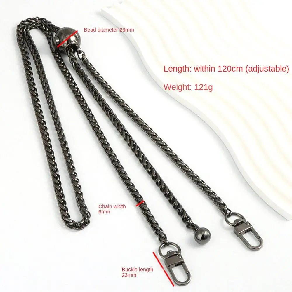 Fashion Golden Silvery Metal Bag Chains Replacement Adjustable Shoulder Bag Straps Purse Chain Belt Quake black