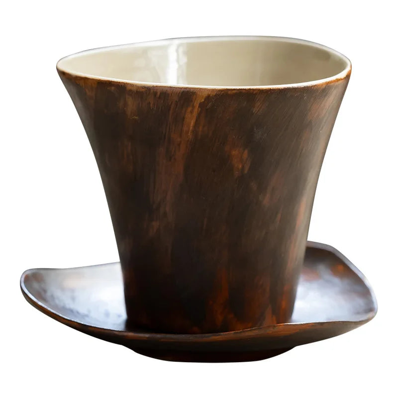 Vintage Kiln Change Ceramic Coffee Cup Irregular Shaped Mug European American Style Unique Afternoon Tea Water Cup Quake