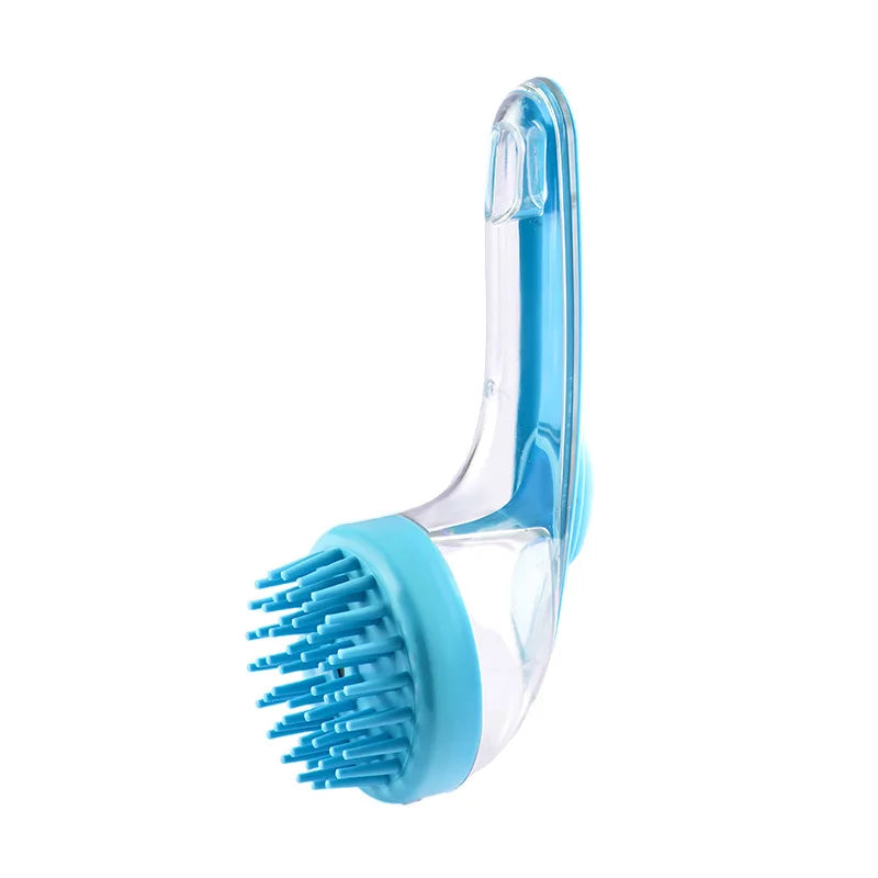 Multifunctional Liquid-filled Pet Bath Scrubber Massage Brush Cat Dog Grooming Comb Pet Shower Cleaning and Grooming Tool Quake Blue