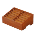 Wooden Cell Phone Holder Storage Box Compact Desktop Container for School Supplies and Repair Shop Convenience Quake Brown