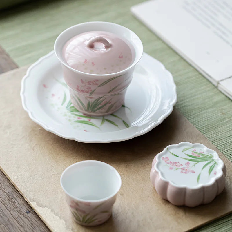 Hand-painted Orchid Kung Fu Tea Cup Ceramic Bamboo-shaped Tea Cup Thin-walled Tea Cup Чайная чашка Quake