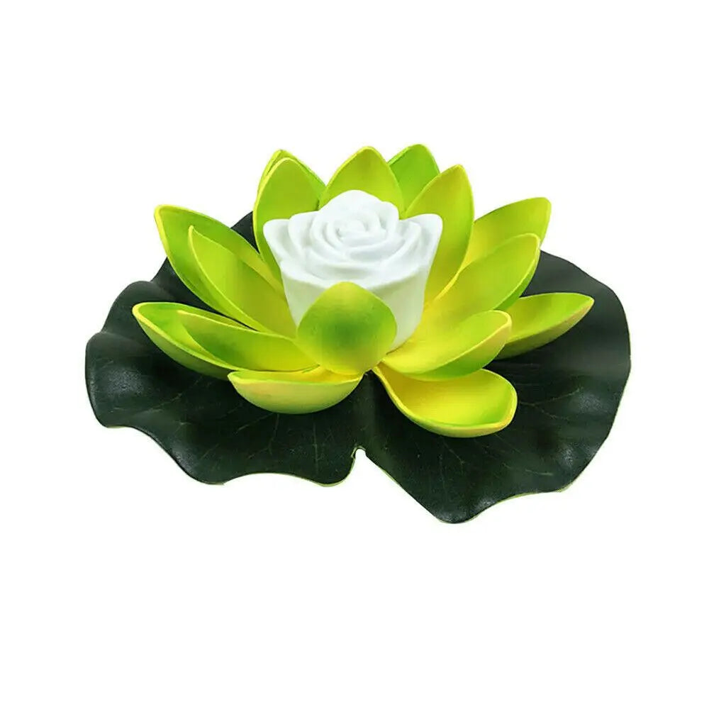 Solar Powered Buddhist Prayer Floating Lighting Decoration Fountain Pool Pond Lamp Wishing Lamp Flower Light Lotus Lamp Quake green