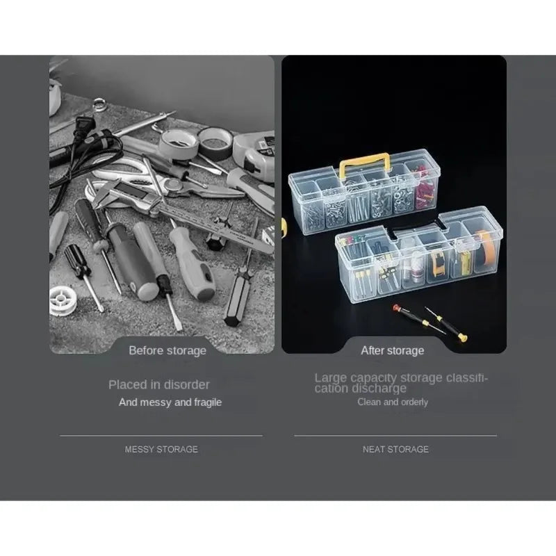 Home Hardware Parts Storage Box Transparent Divider Design Screw Accessory Sorting Portable Small Component Tool Container Quake