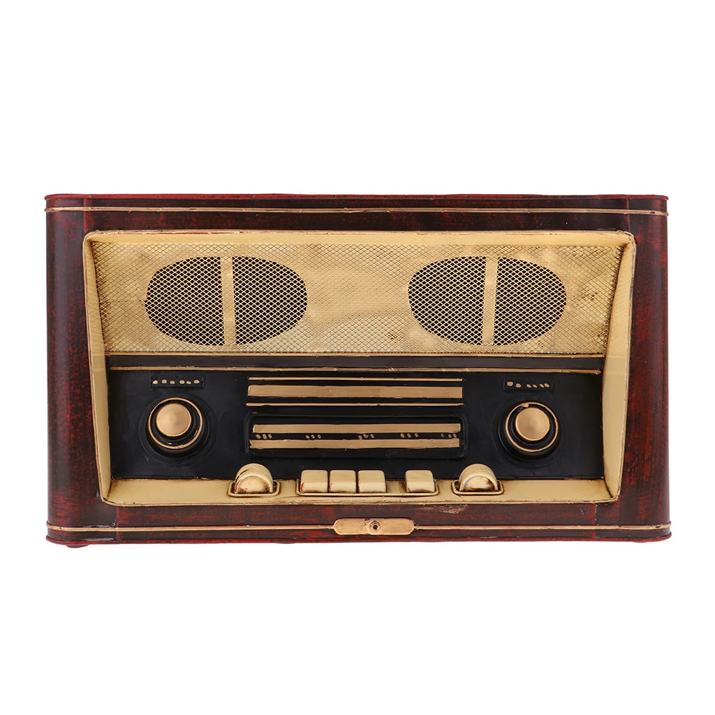 Vintage Radio Model Nostalgic Decoration for Living Room Bedroom Bar Quake