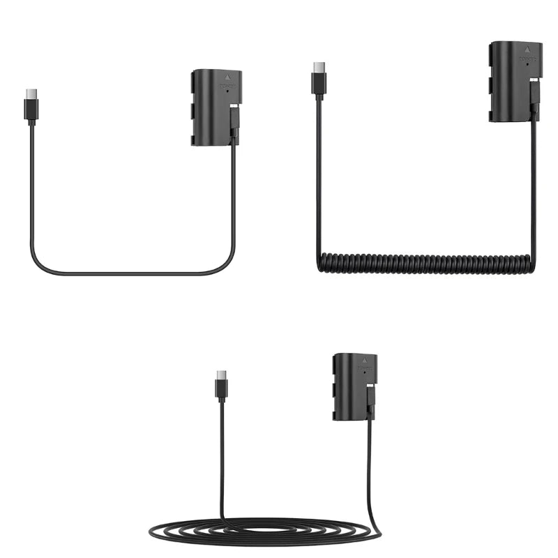 Portable Spring Type C to LPE6 Dummy Battery Power Cable for R 90D 80D 70D 60Da Mark 6D Mark 7D Mark K1KF Quake