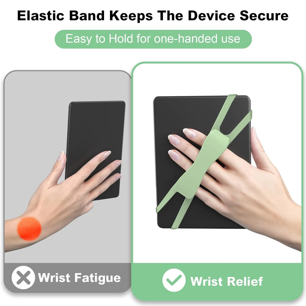 2pcs Silicone Hand Strap Holder for E-Readers,Kindle and Tablets - Minimize Drops & Fatigue for Kindle,E-Books,Mini Tablets Quake