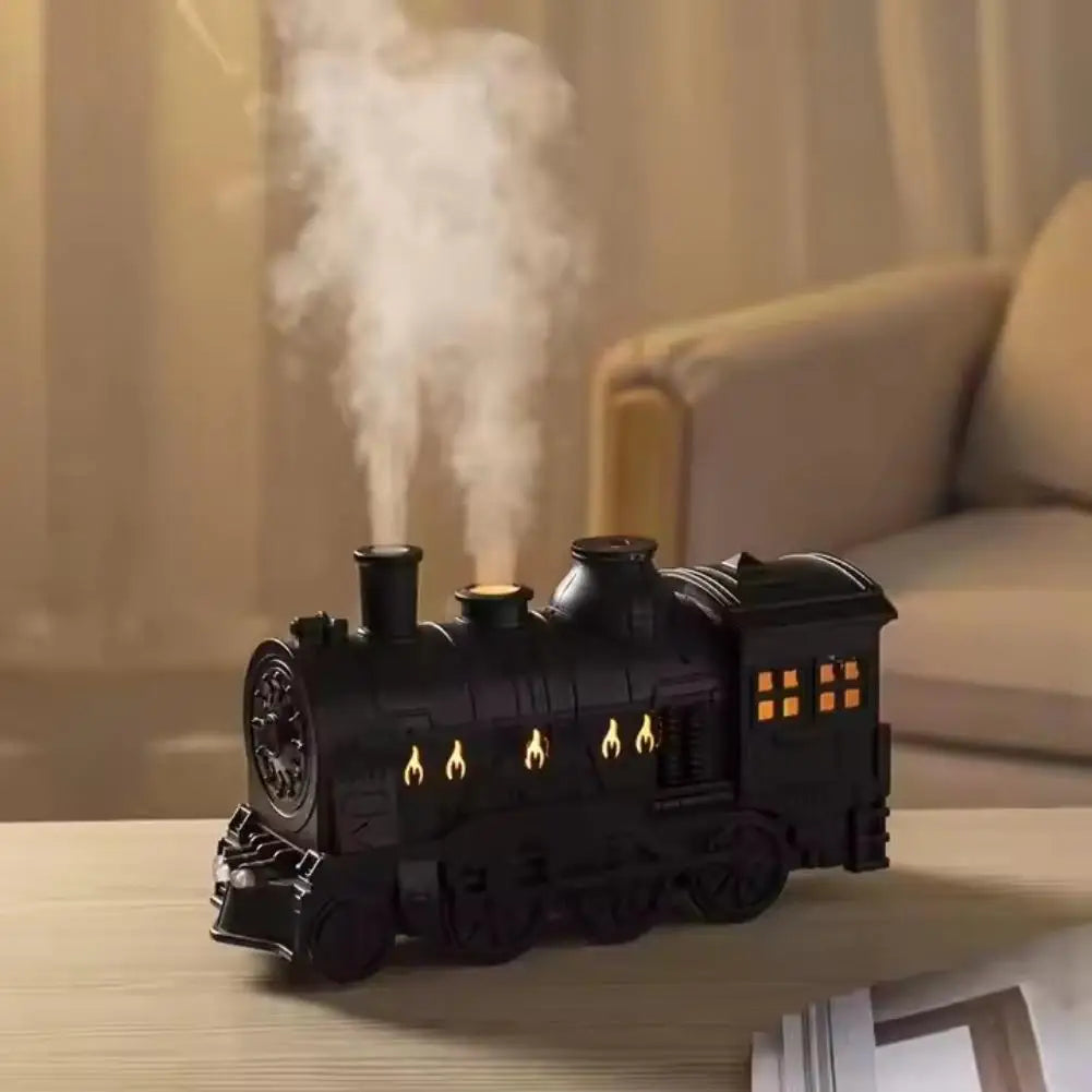 Vintage Train Humidifier Aromatherapy Diffuser Jellyfish Mist LED Light Remote Control Timer Christmas Decoration Gift Quake