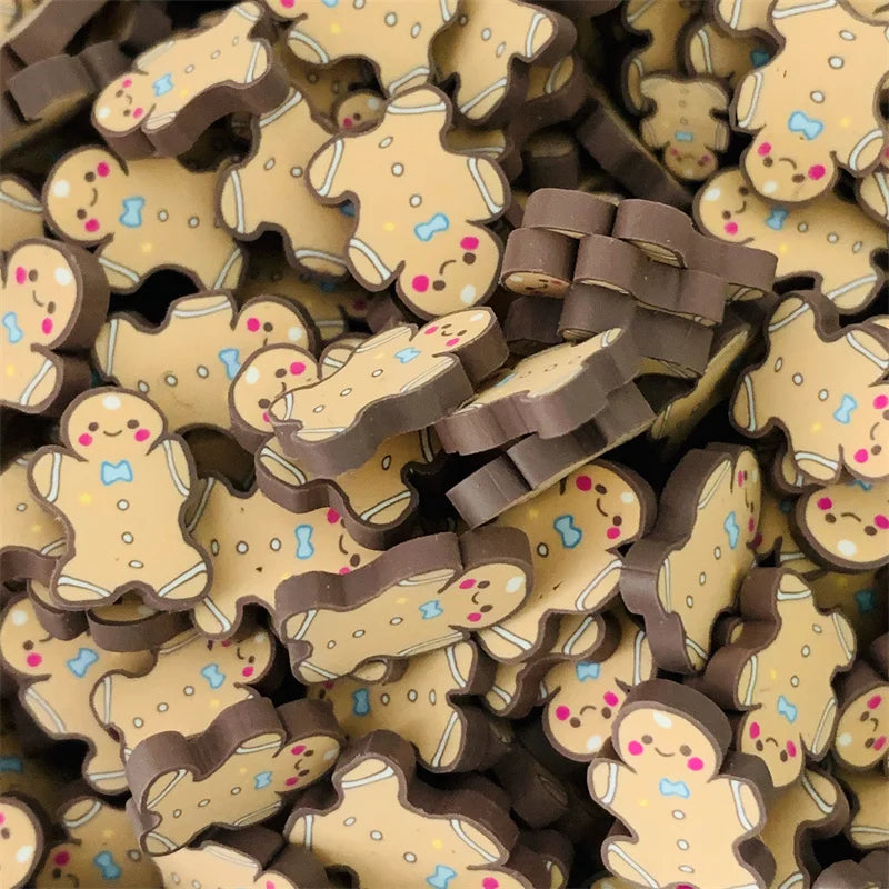 50g Christmas Series Slices Gingerbread man Penguins Polymer Clay Soft Pottery Sprinkles for DIY Crafts Filling Accessories Quake 10mm