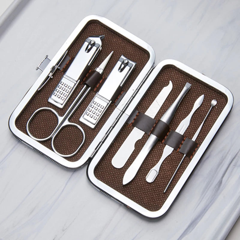 7/20Pcs Stainless Steel Silver Manicure Tool Set Nails Clipper Dead Skin Pliers Trimmer Portable Manicure Tool Suit Quake