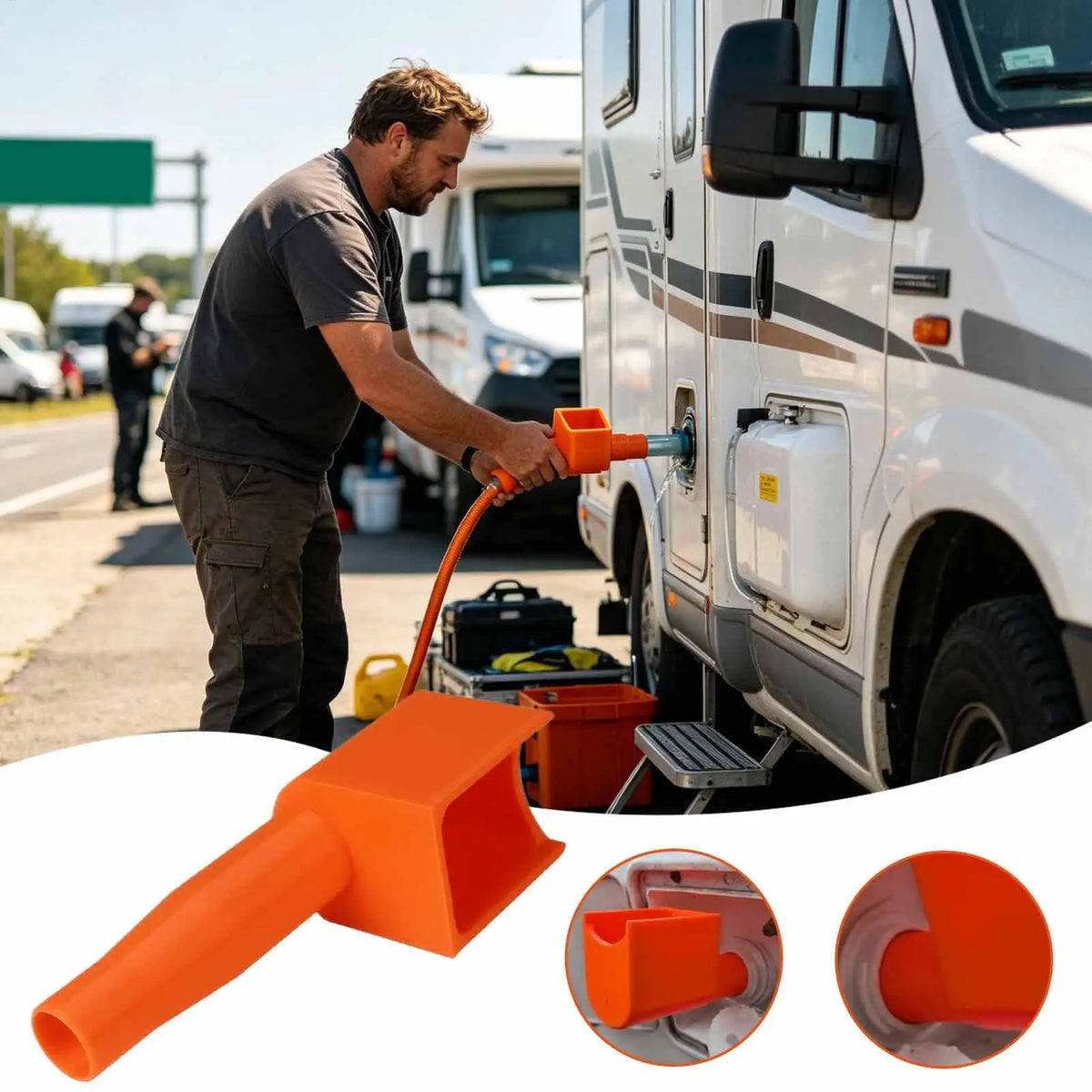 RV Water Tank Funnel Portable Universal Wide Mouth Spill-Proof Water Inlet Hatch Funnel for Trailer Camper Campervan Van Truck Quake Default Title