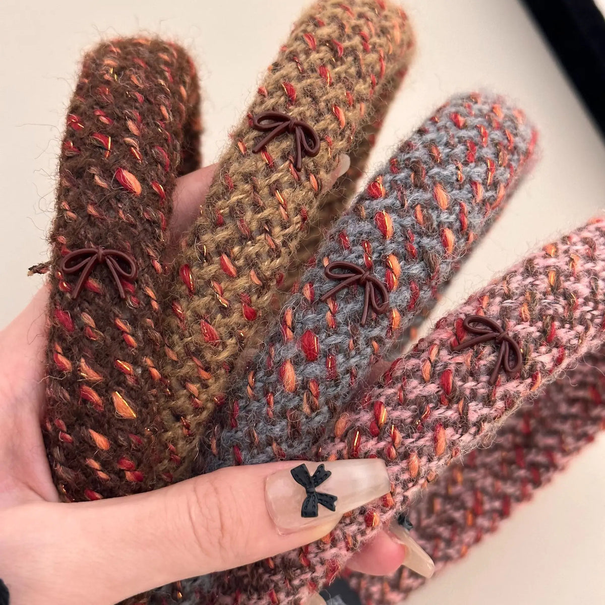 Winter Retro Red Mixed Color Headband Woven Knitting Sponge Headbands for Women Fashion Temperament Hair Hoop Female Hair Band Quake