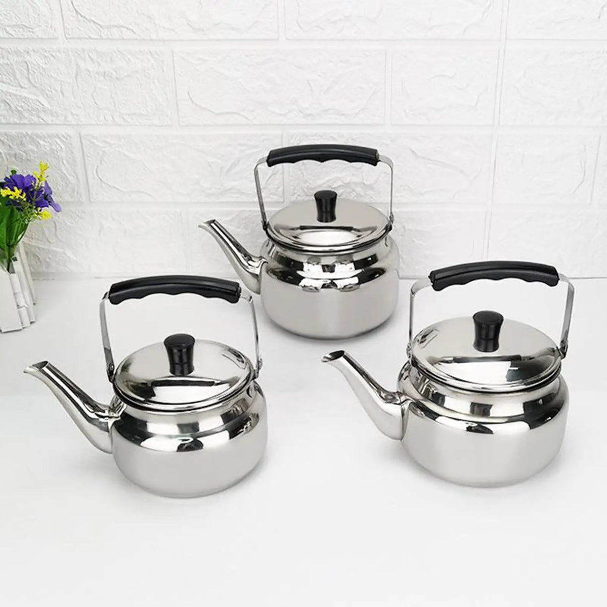 Large Capacity Stainless Steel Water Kettle Portable Tea Pot for Travel Picnic Gas Electric Stove Cookware Quake