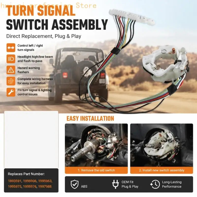 Automotive Multifunction Lighting Control Switches Assembly with Wire Harness for C1500 C2500 Left-Right Signals, Passing H8WE Quake