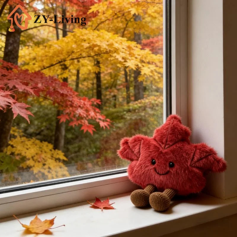 1Pcs Cute Cartoon Maple Leaf Doll Plush Keychain - Backpack Bag Decor ,Toy Gift for Kid Quake