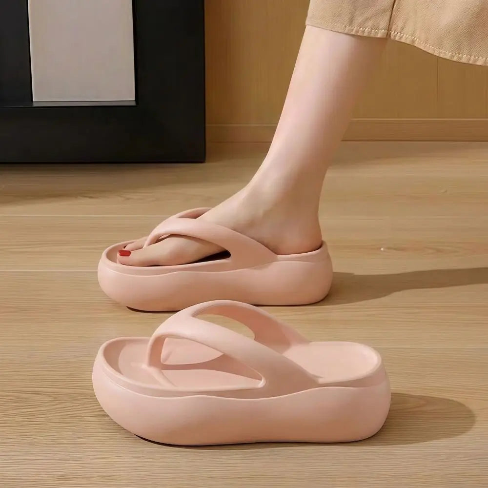Height-increasing Platform Slippers Non-slip 5CM EVA Beach Sandals Lightweight Soft Sole Women's Flip Flops Indoor Outdoor Quake