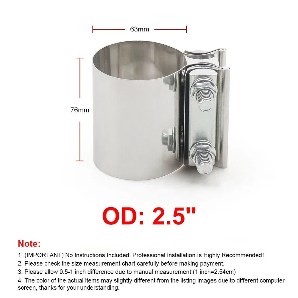 Stainless Steel Exhaust Clamp 2 2.25 2.5 3 4 Inch Muffler Tail Pipe Coupler Band For Car Truck SUV Auto Repair Tool Quake