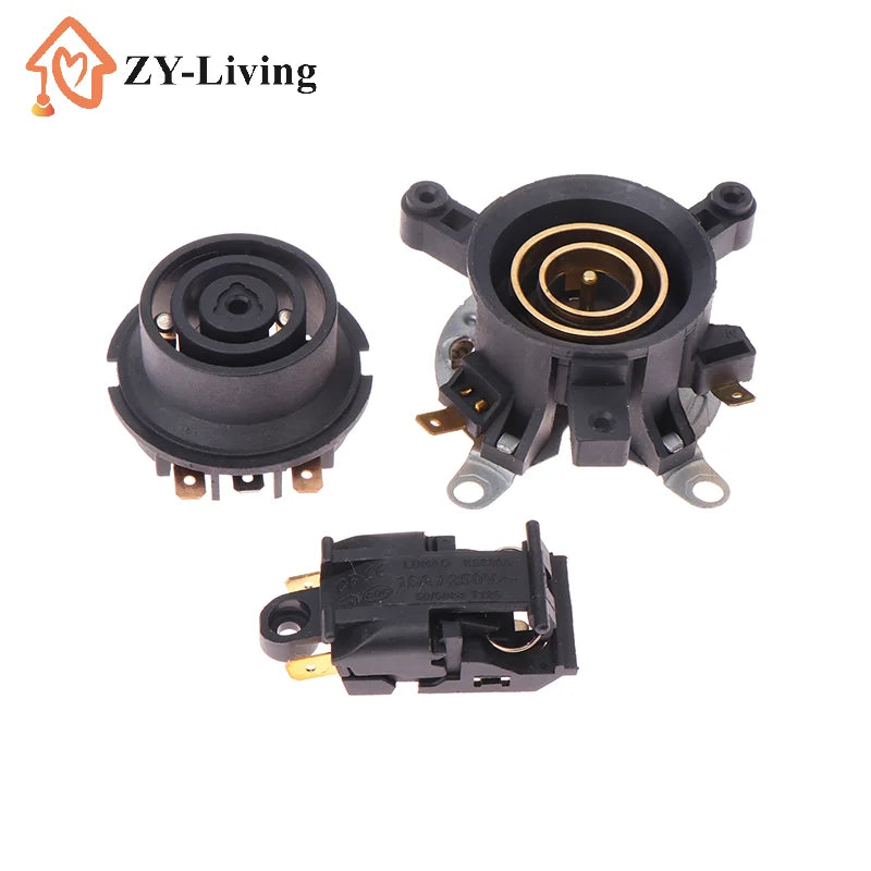 3pcs/set Electric Kettle Accessories Base Thermostat Temperature Switch Connector Black Switch Coupler Socket Set Quake Default Title
