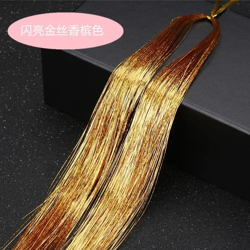 93cm/100cm Holographic Hair Extensions Accessories Glitter Hair Tinsel Sparkle Shiny 120 Strands Bling Twinkle Hair Extensions Quake No 12 93 cm