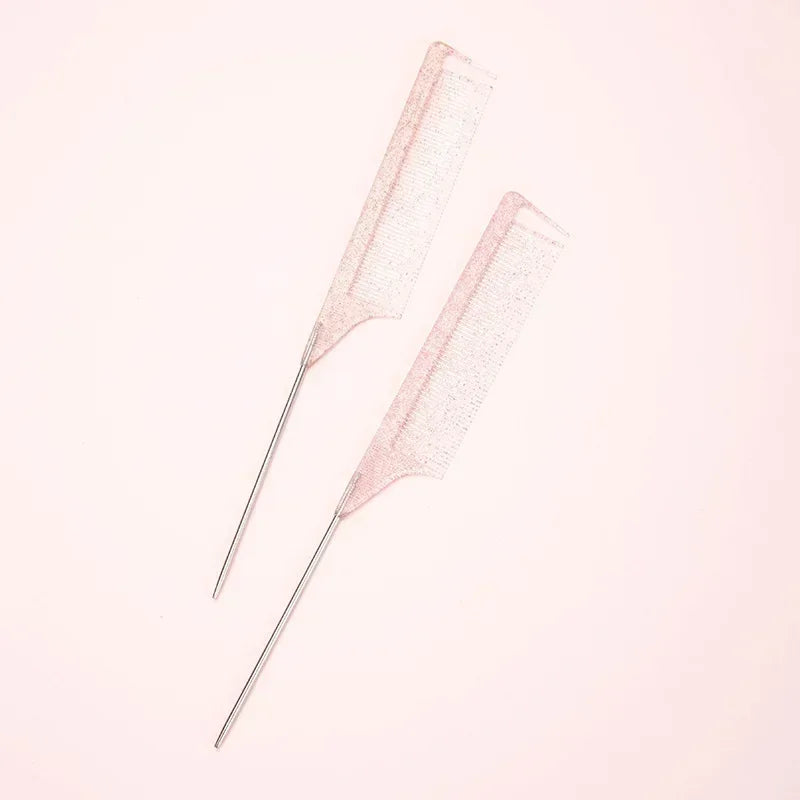 Steel Needle Professional Styling Plastic Heat Resistant Anti-Static Braiding Rat Tail Curved Parting Comb Barber Accessories Quake
